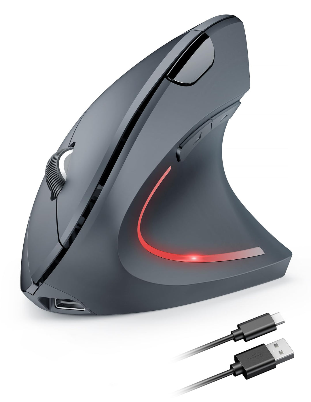 TECKNET Wiederaufladbar Ergonomische Maus Kabellos, 2.4G Optische Vertikale Maus Ergonomisch, 5 Eins