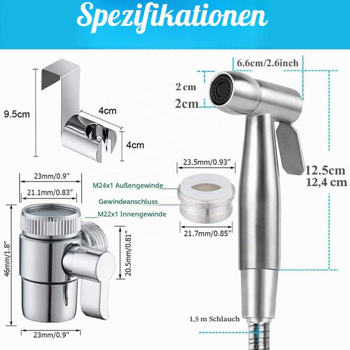 Bidet Edelstahl Handbrause, Muslimische Edelstahldusche Und Baby-StoffwindelsprüH Kit Mit Wasserhahn