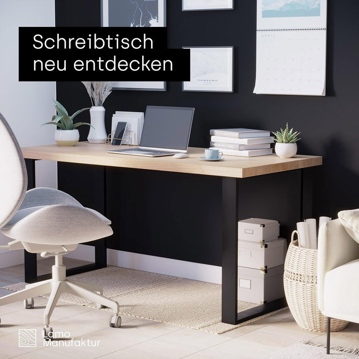 LAMO Manufaktur Tischbeine für Schreibtisch Esstisch, Simple Massive, Vierkantprofil 80x20 mm, Tisch