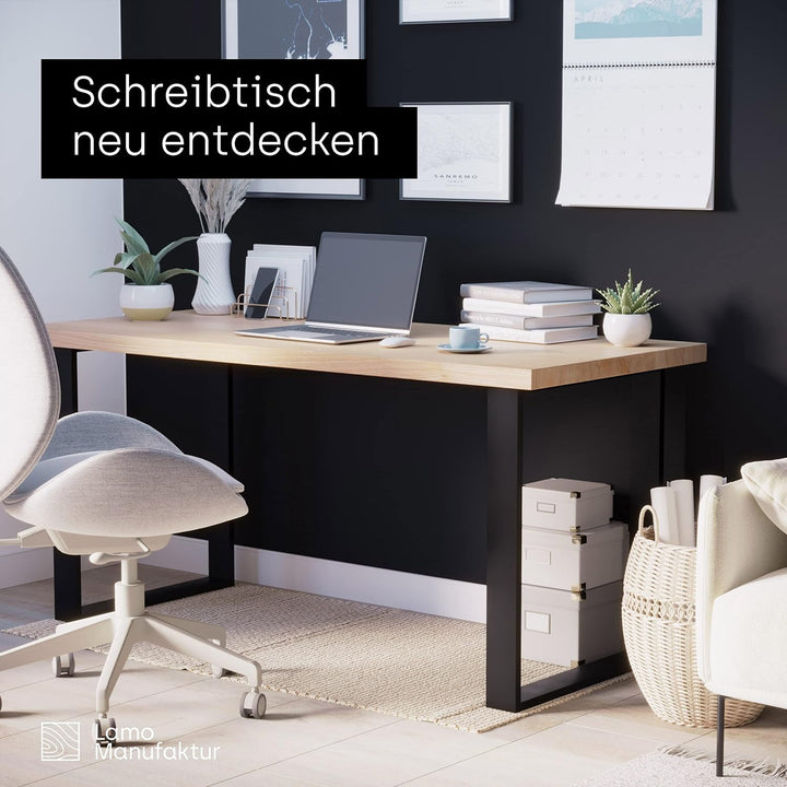 LAMO Manufaktur Tischbeine für Schreibtisch Esstisch, Simple Massive, Vierkantprofil 80x20 mm, Tisch