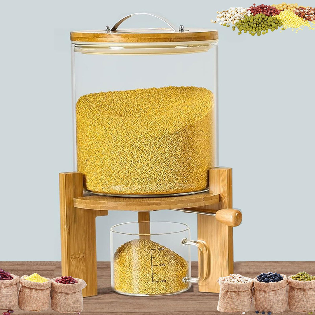 Reisspender 5/8L, Müslispender Küche, Luftdichter Vorratsbehälter Reis, Lebensmittelspender Glas für