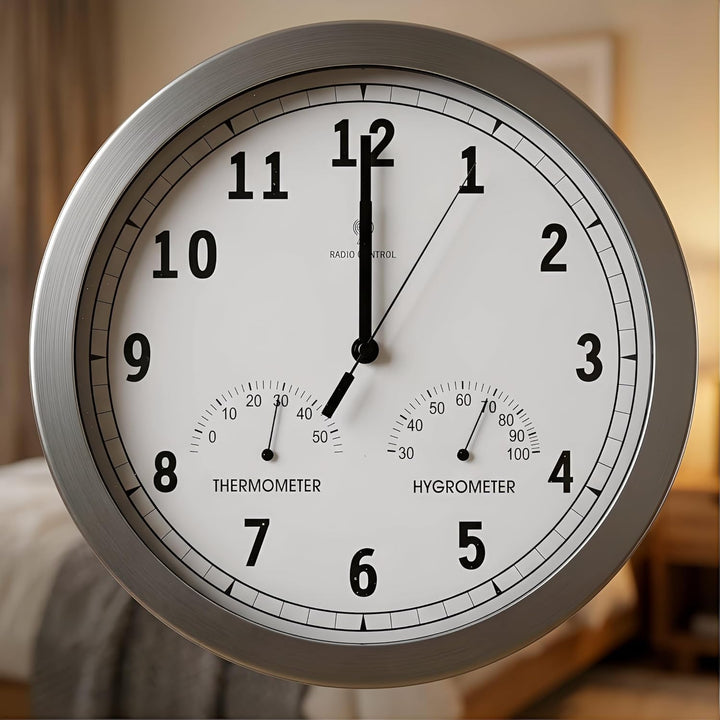 bonVIVO Funk Wanduhr ohne Tickgeräusche - Grosse Küchenuhr - Funkuhr für Wand in Bad, Büro, Home Off