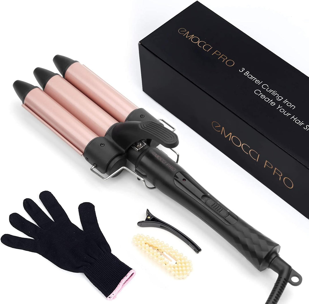 Lockenstab 3 fässer Beach Waves Welleneisen Grosse Locken Mermaid Wellenstab Welleisen mit Klemme Ha