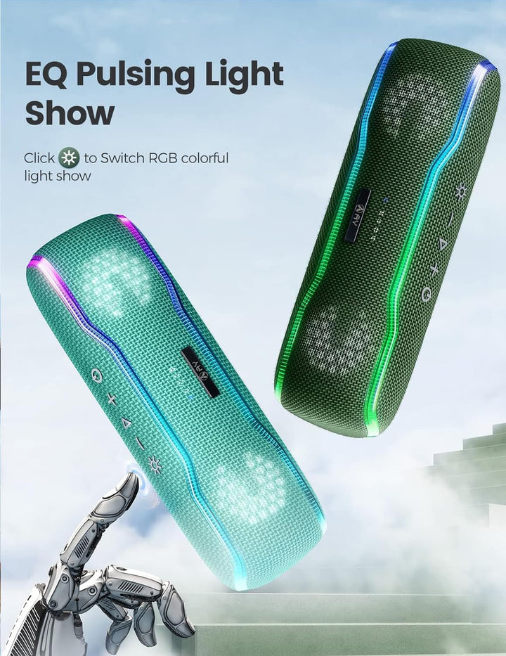 AY Bluetooth Lautsprecher Musikbox Tragbarer IPX7 Wasserdicht Bluetooth Box mit Bunten Licht und Sat
