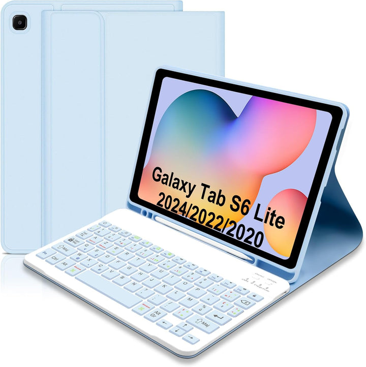 Tastaturhülle für Samsung Galaxy Tab S6 Lite 10,4 Zoll 2024/2022/2020, französisches AZERTY, magneti