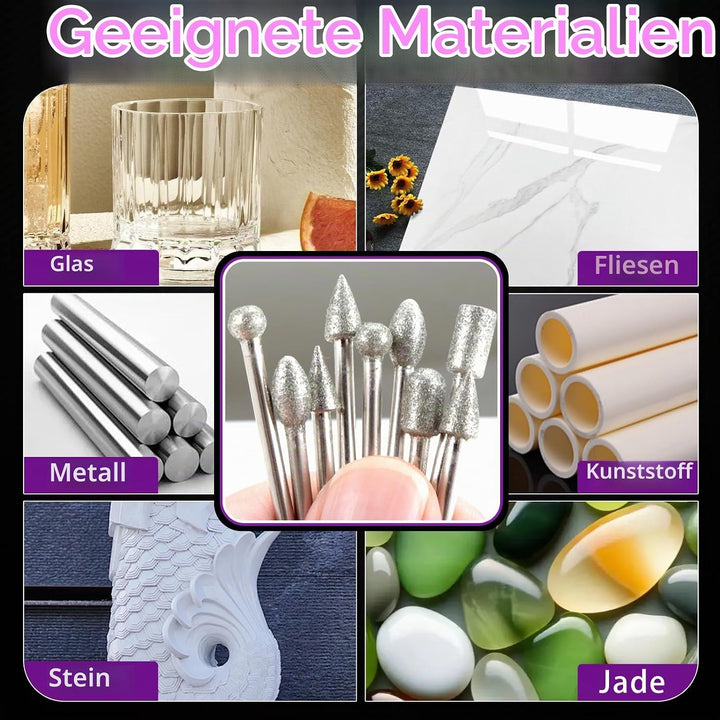 52 Stück Diamant Fräser Set mit Sortierbox, Kompatibel mit Dremel Schleifaufsätze Rotary Tool Zubehö
