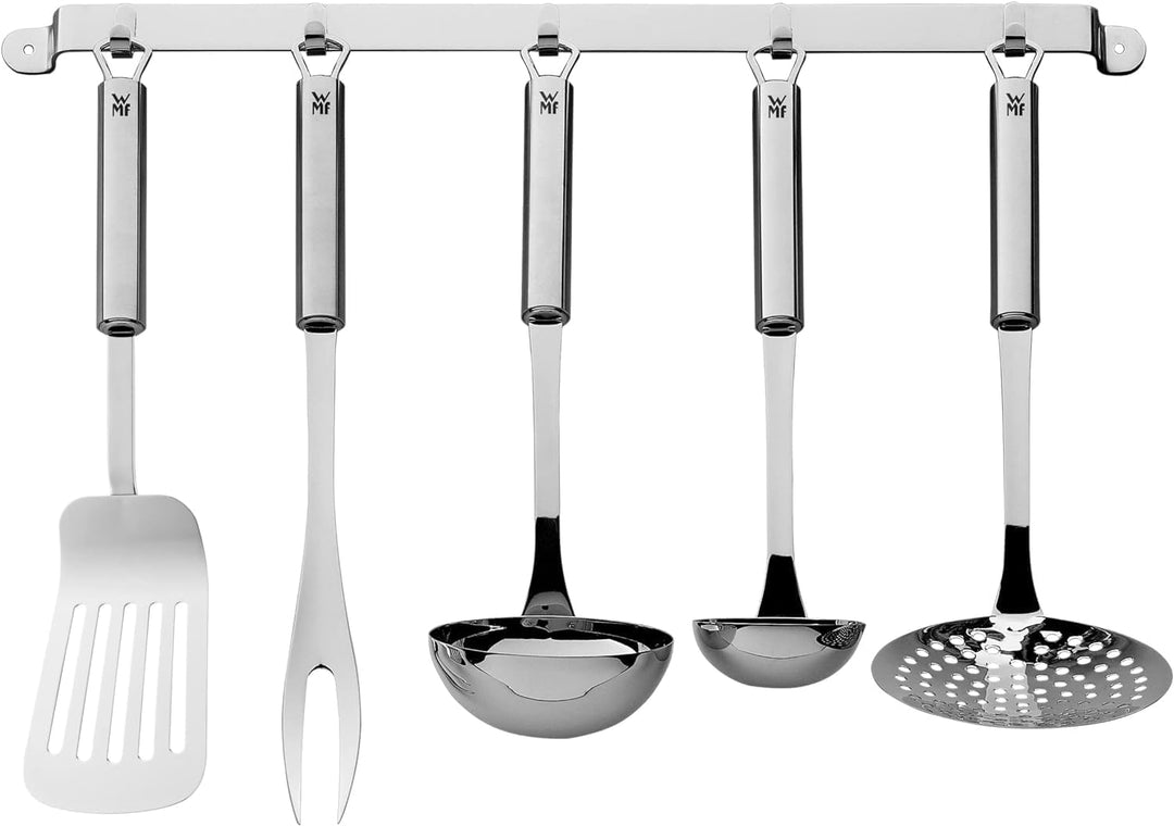 WMF Profi Plus Küchenhelfer Set 6-teilig, Hängeleiste mit 5 Helfer, Schöpflöffel, Schaumlöffel & Pro