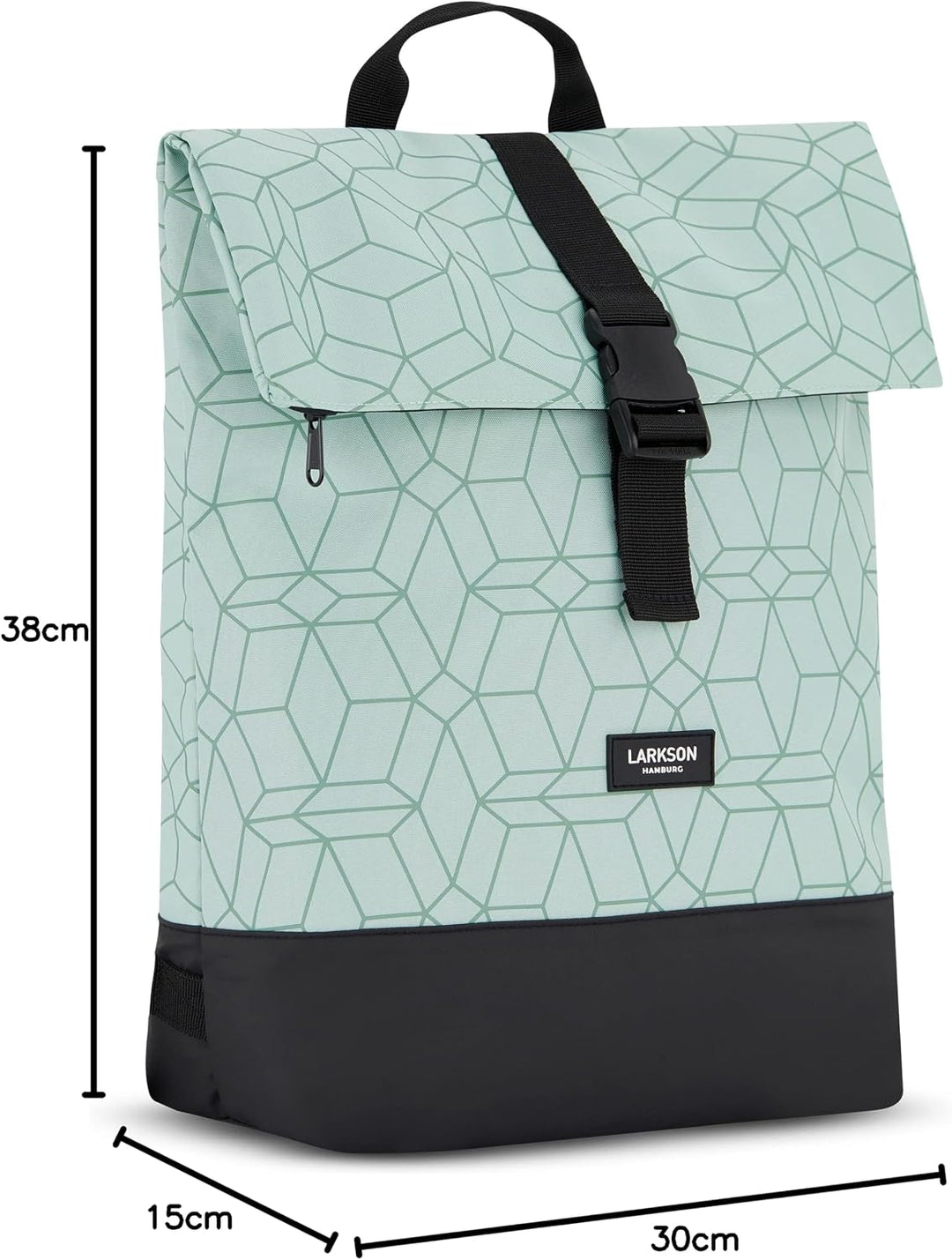 LARKSON Rucksack Damen &amp; Herren Grün - Tammo - Rolltop Daypack für Arbeit Uni Fahrrad - Backpack mit