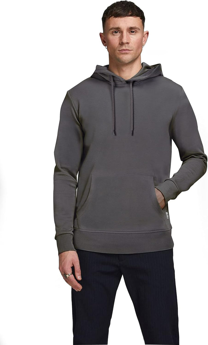 JACK & JONES Male Kapuzenpullover Einfarbig Kapuzenpullover S Asphalt, S Asphalt
