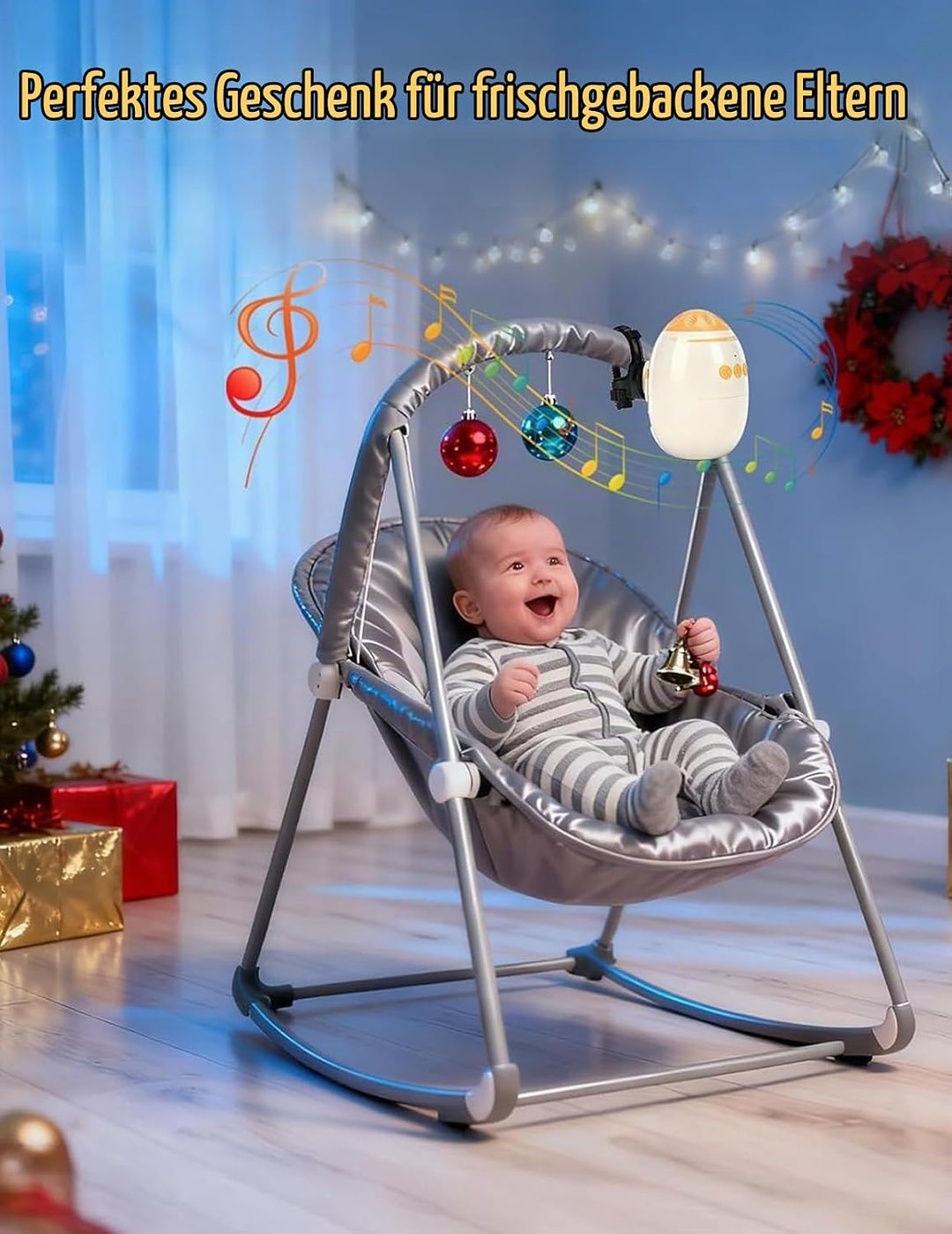 Kinderwagenschaukler, Wiederaufladbar Schlafhilfe für Babys Mit Timer, USB-C Aufladbar, Tragbare Sch