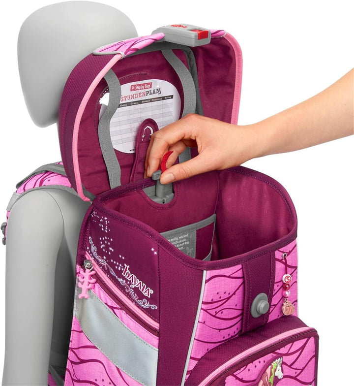 Step by Step Schulranzen-Set SPACE Schleich, 5-teilig, ergonomischer Tornister mit Reflektoren, höhe