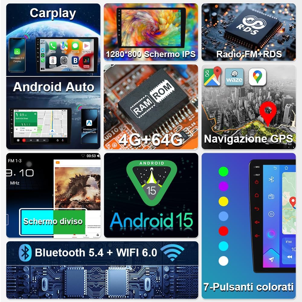 9 Zoll Autoradio für Renault Arkana, Renault Dacia Duster MK2, Android 15, 4+64 GB, Multimedia-Playe