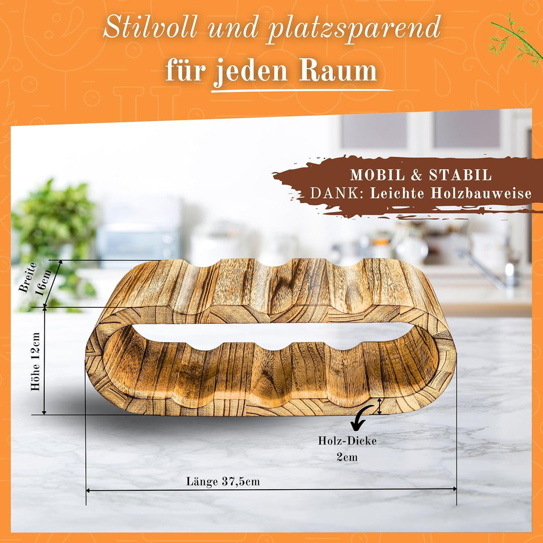 Rustikales Weinregal Holz geflämmt - Flaschenregal Holz für 6 Flaschen, 2 Etagen - Zeitloses Design,