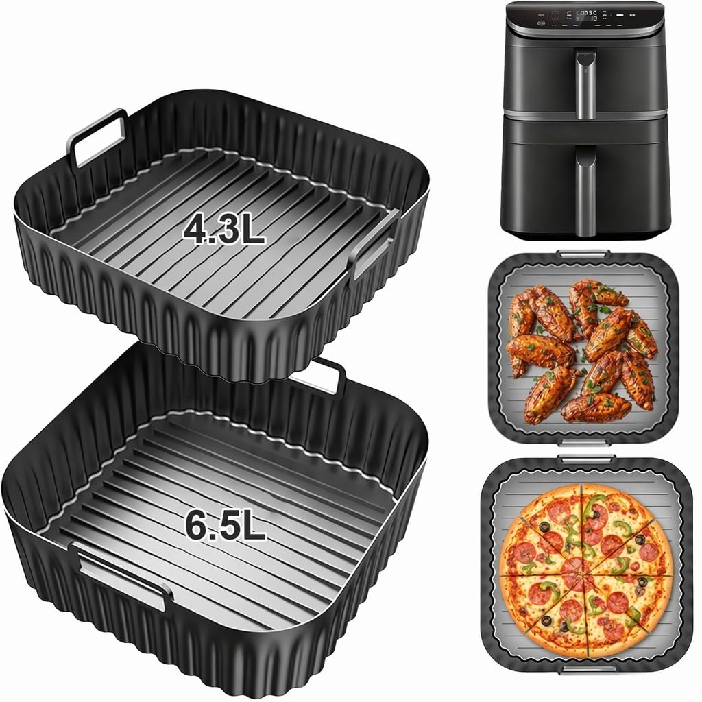 Silikonform Heissluftfritteuse Zubehör für Cosori Turbo Tower/Pro/Smart, Airfryer Zubehör 10,8L Doub