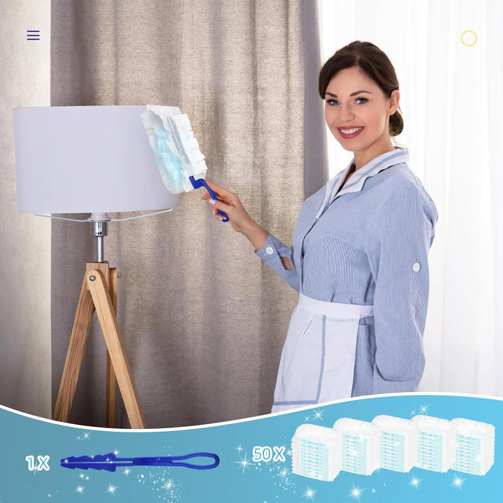 50 Stück Staubmagnet Nachfüllpack für Swiffer Staubmagnet, Einweg Staubwedel Starterset Aufsaugen St