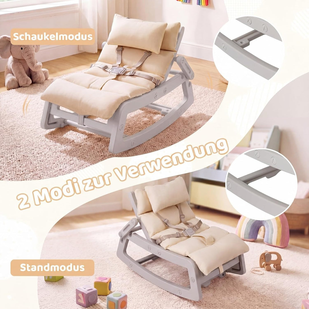 COSTWAY 2 in 1 Babywippe, Baby Schaukelstuhl mit verstellbarer Rücklehne, waschbarem Kissen &amp; Sicher