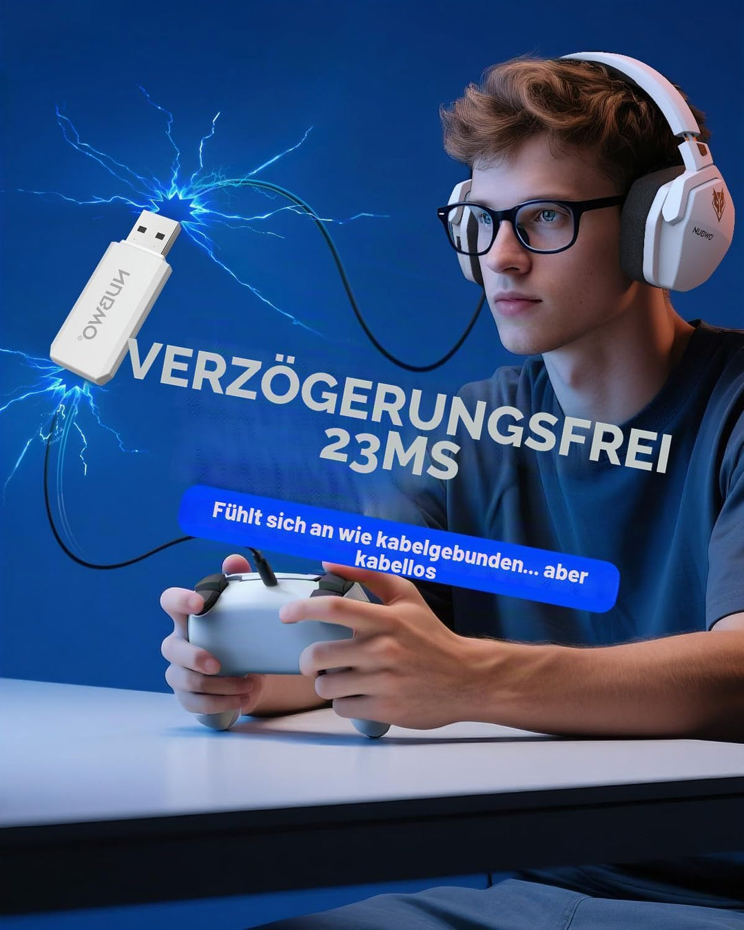 NUBWO G06 Wireless Gaming Headset für PS5, PS4, PC, Rauschunterdrückung über Ohr-Gaming-Kopfhörer mi
