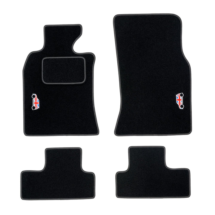 M MOTOS Personalisierte Velours-Fussmatten für Mini Cooper I 2001-2014 - Personalisierte, Matt, Weis
