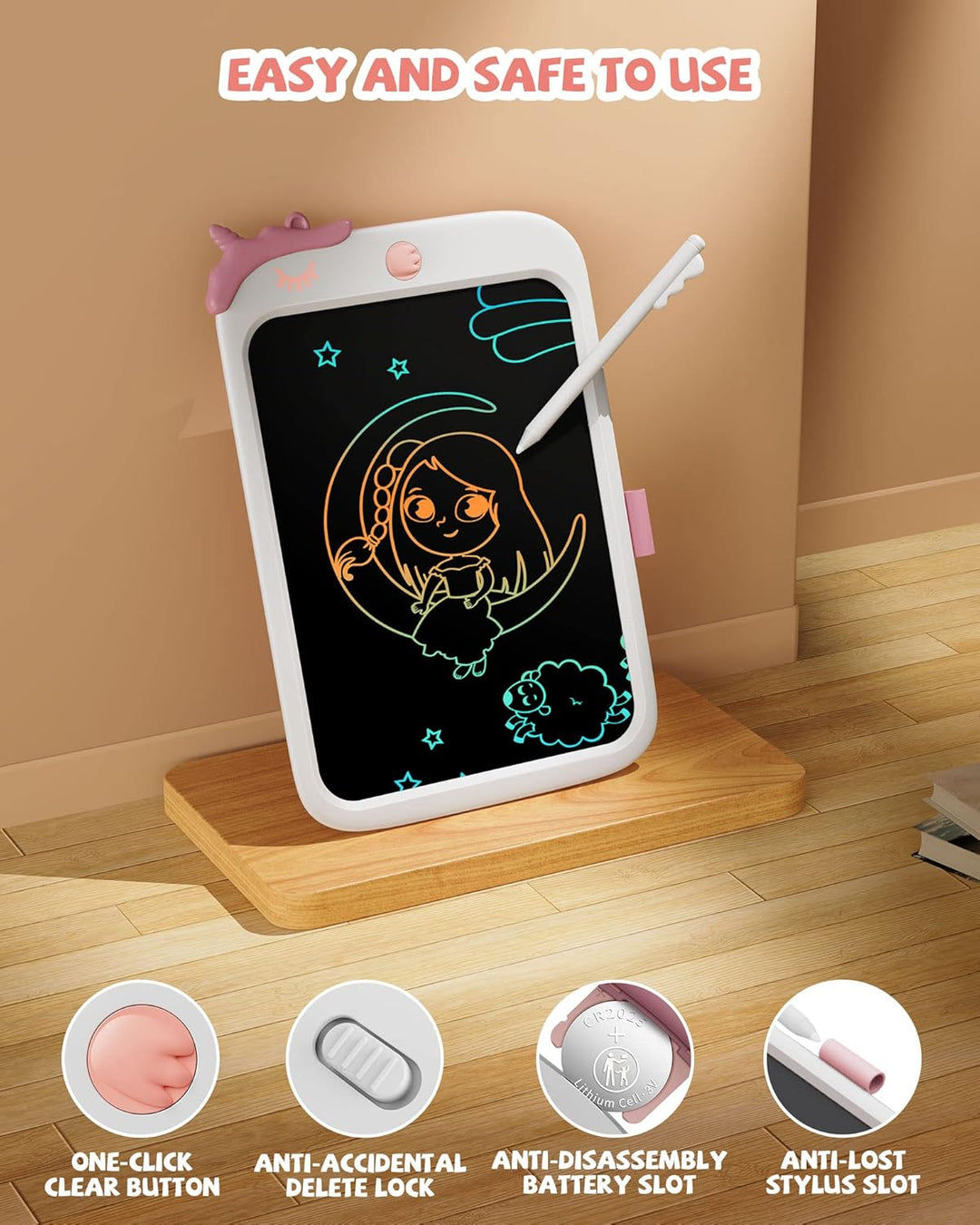 10 Zoll Schreibtablett für Kinder, Einhorn Spielzeug Geschenke für Mädchen, Kleinkind Kinder Lern/Re