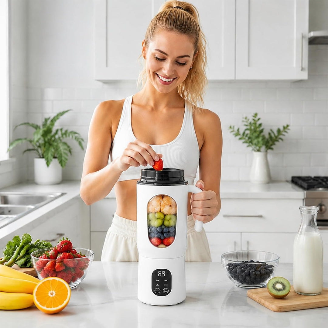 MeYuxg Tragbarer Mixer 550ml, Standmixer Klein mit Griff, Smoothie Maker, USB Wiederaufladbar Portab