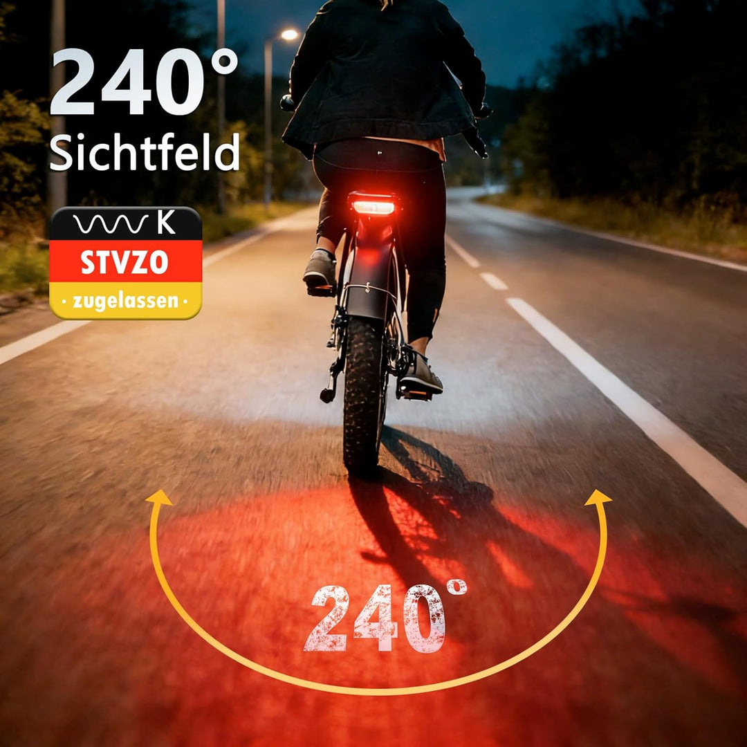 Led Fahrrad Rücklicht mit Bremslichtfunktion, USB-C Aufladbar | StVZO Zulassung Fahrradlicht Hinten,