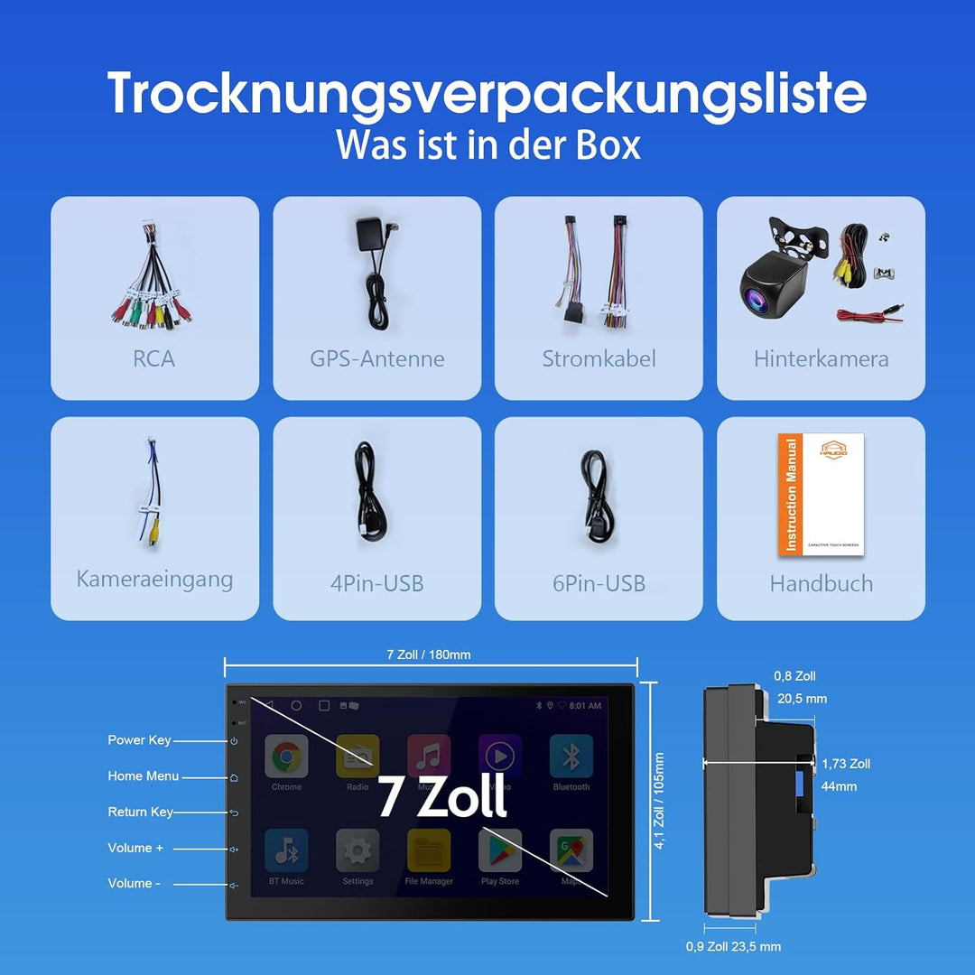 Haudio 2 Din Autoradio mit Wireless CarPlay & Android Auto, 7 Zoll IPS Bildschirm, Mirror Link, GPS,