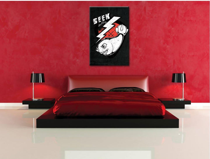 Dark Bombs away black Bild auf Leinwand, XXL riesige Bilder fertig gerahmt mit Keilrahmen, Kunstdruc