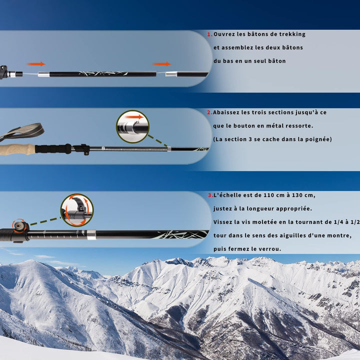 Wanderstöcke Trekkingstöcke Teleskop Nordic Walking Stöcke Damen Herren Verstellbar 110 130cm Wander