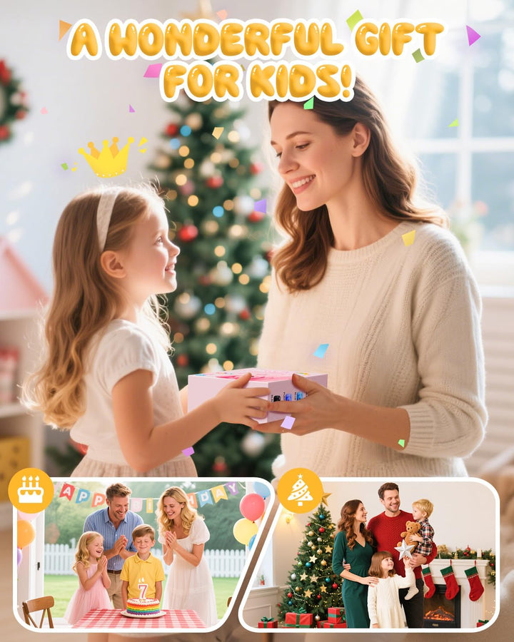 CAMCLID Kinderkamera Sofortbildkamera, 1080P Sofortbildkamera Kinder mit 32GB Karte & 3 Rollen Druck