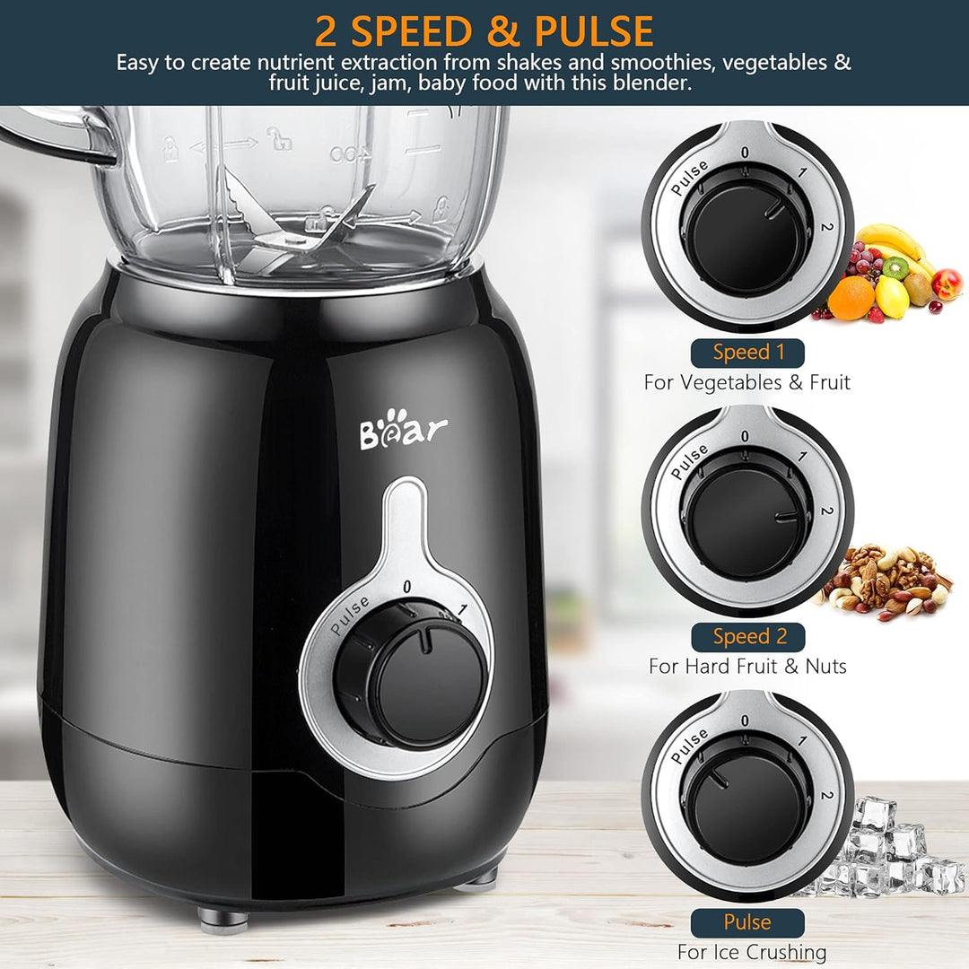 Bear Countertop Blender, 500W Professioneller Smoothie Mixer mit 1200ml Becher für Shakes und Smooth