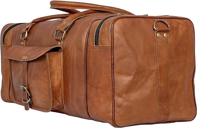 ALASKA EXPORTS Harvey Echtes Leder Holdall Duffel Gym Weekender Gepäck Reise Schulter Vintage Tasche