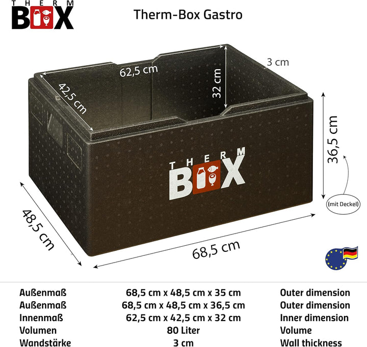 THERM BOX Styroporbox - B80 oder B53-80L oder 53L für E2 & E3 Kisten Thermobox Kühlbox Profibox Wied