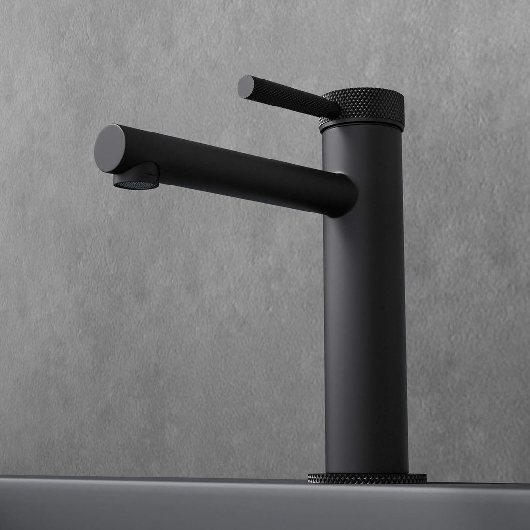 doporro Design Armatur in Schwarz matt Waschbeckenarmatur praktischer Einhebelmischer 18,1 cm hoch W