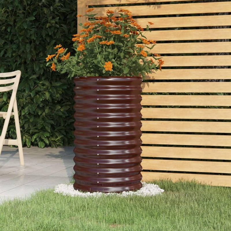 homiuse Pflanzkübel Pulverbeschichteter Stahl 40x40x68 cm Braun Hochbeet Metall PflanzküBel Hochbeet