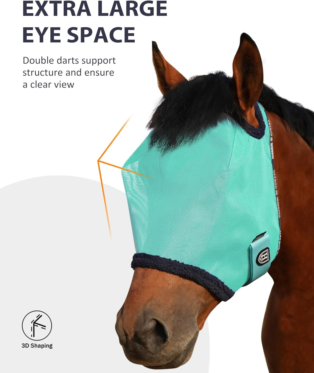 Harrison Howard All Round Mesh Horse Fliegenmaske UV Schutz mit Fleece Gepolsterter Einfassung Mint
