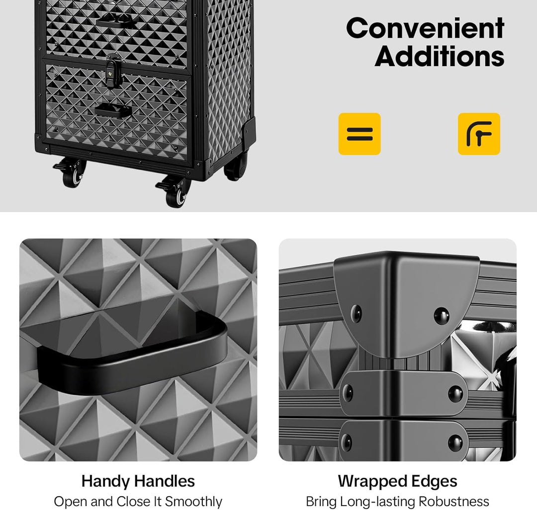 Kosmetikkoffer Trolley Make-up-Koffer mit 2 Schubladen und 2 Passwortschlössern Friseurkoffer Beauty