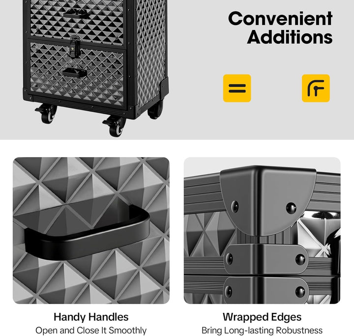 Kosmetikkoffer Trolley Make-up-Koffer mit 2 Schubladen und 2 Passwortschlössern Friseurkoffer Beauty