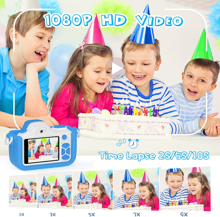 Kriogor Kinder Kamera, Digital Fotokamera Selfie und Videokamera mit 16 MP/Dual Lens/ 2 Inch Bildsch