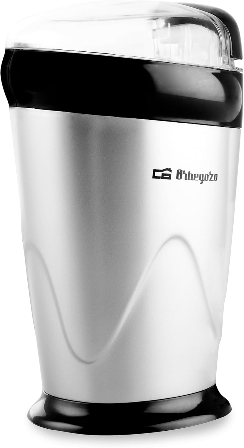 Orbegozo MO 3250 - Kaffeemühle, Mahlwerk aus Edelstahl, Sicherheitsschalter, transparenter Deckel, 1