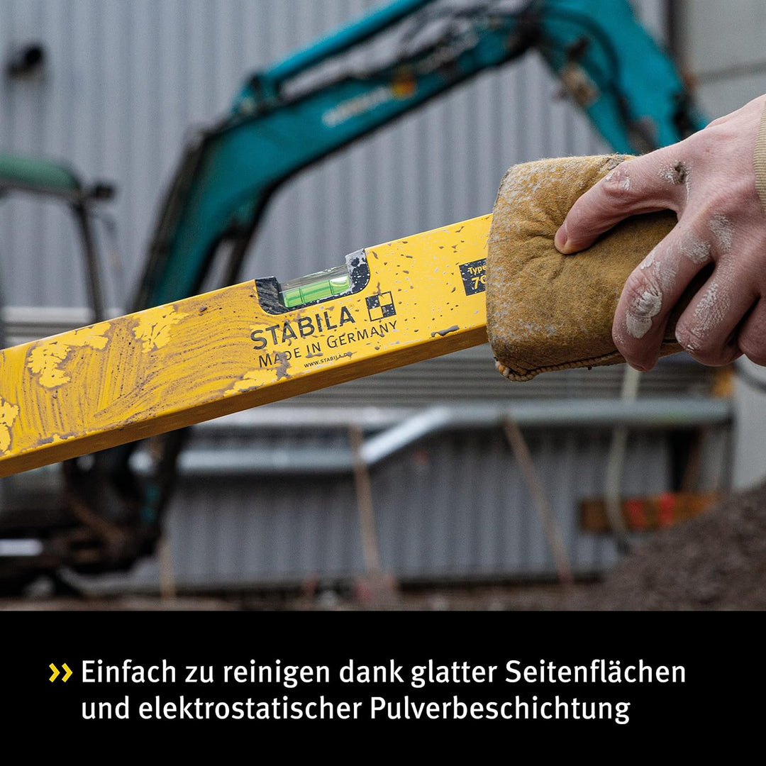 STABILA Wasserwaage Type 70-2, 120 cm, leichtes Alu-Profil, 1 Horizontal-Libelle, 2 Vertikal-Libelle