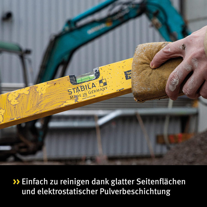 STABILA Wasserwaage Type 70-2, 120 cm, leichtes Alu-Profil, 1 Horizontal-Libelle, 2 Vertikal-Libelle