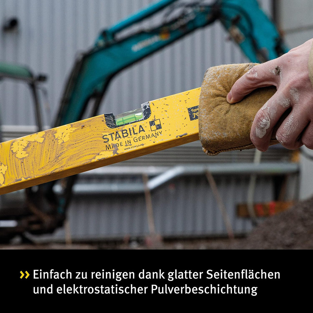 STABILA Wasserwaage Type 70-2, 180 cm, leichtes Alu-Profil, 1 Horizontal-Libelle, 2 Vertikal-Libelle