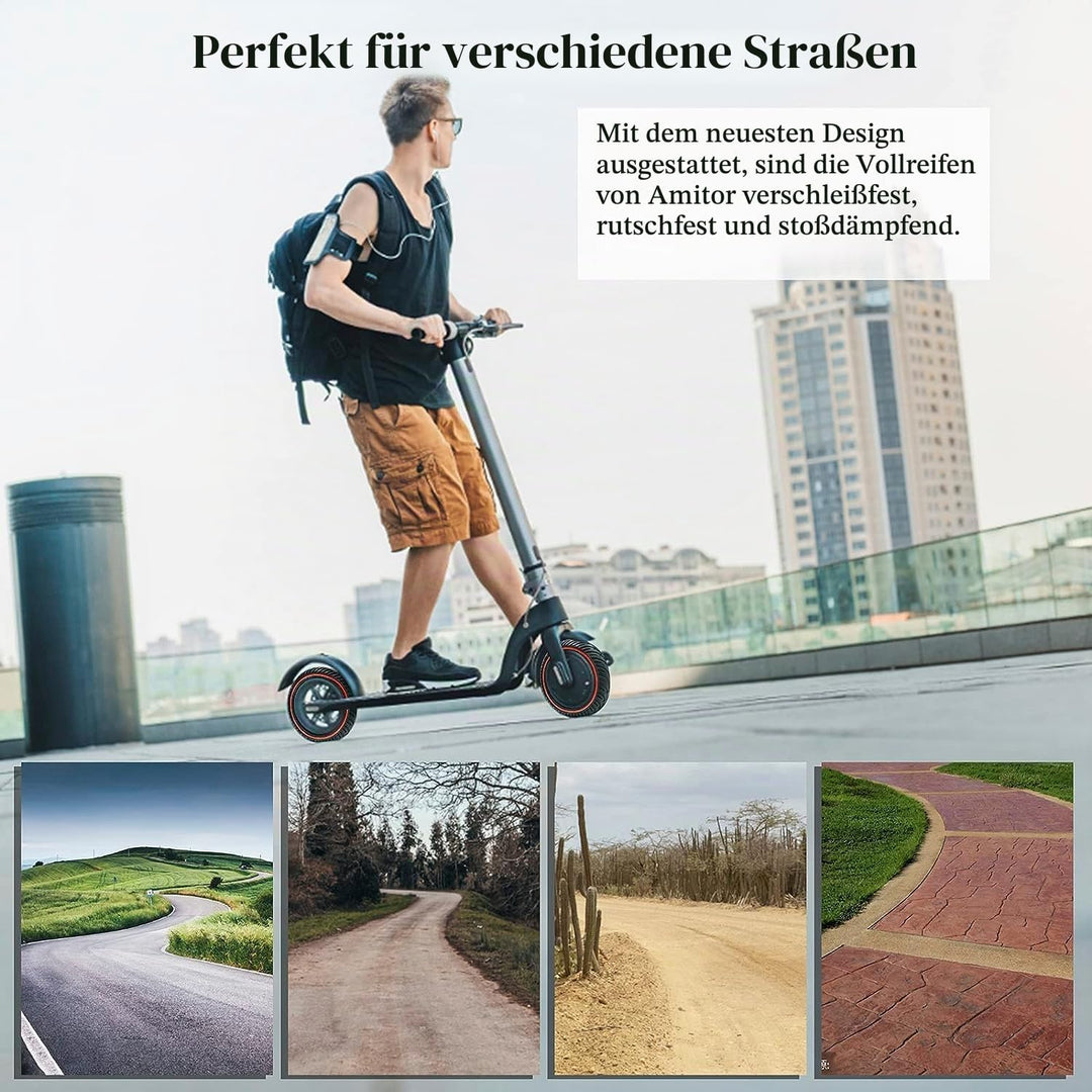 Amitor 8,5 Zoll E Scooter Solid Reifen 2 Stück, 8 1/2 x2 Vollgummireifen, Pannensicher Explosionsges