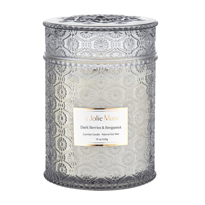 La Jolíe Muse Duftkerze im Glas, Dunkle Beere &amp; Bergamotte, 550g, Natürliche Kerze für zu Hause, 80