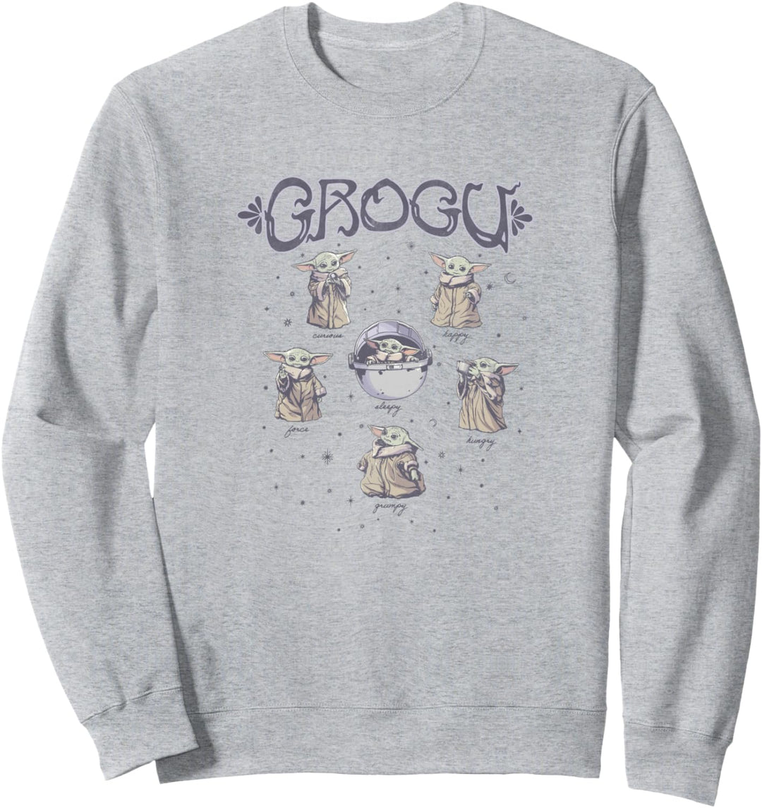 Star Wars: The Mandalorian Grogu 6 Characters in Space Sweatshirt