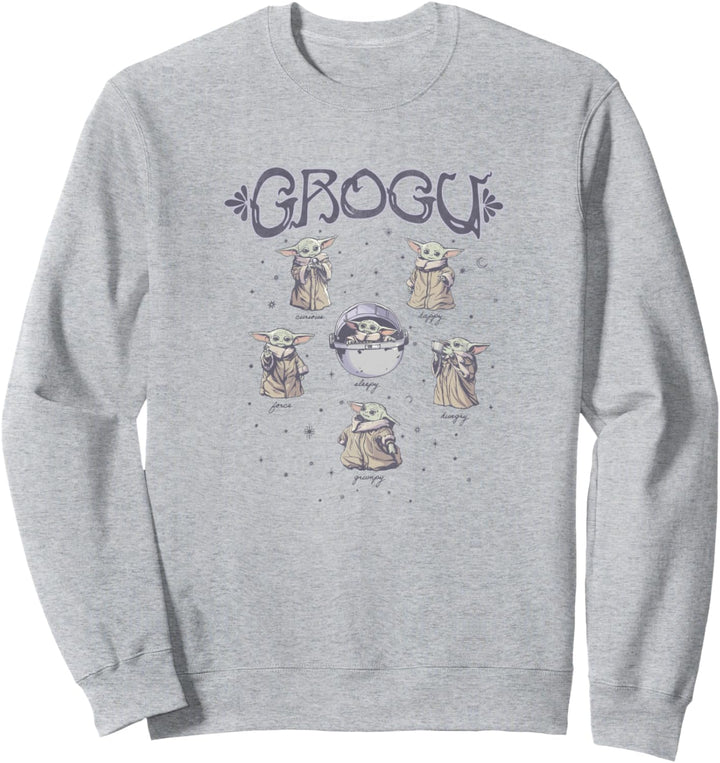 Star Wars: The Mandalorian Grogu 6 Characters in Space Sweatshirt