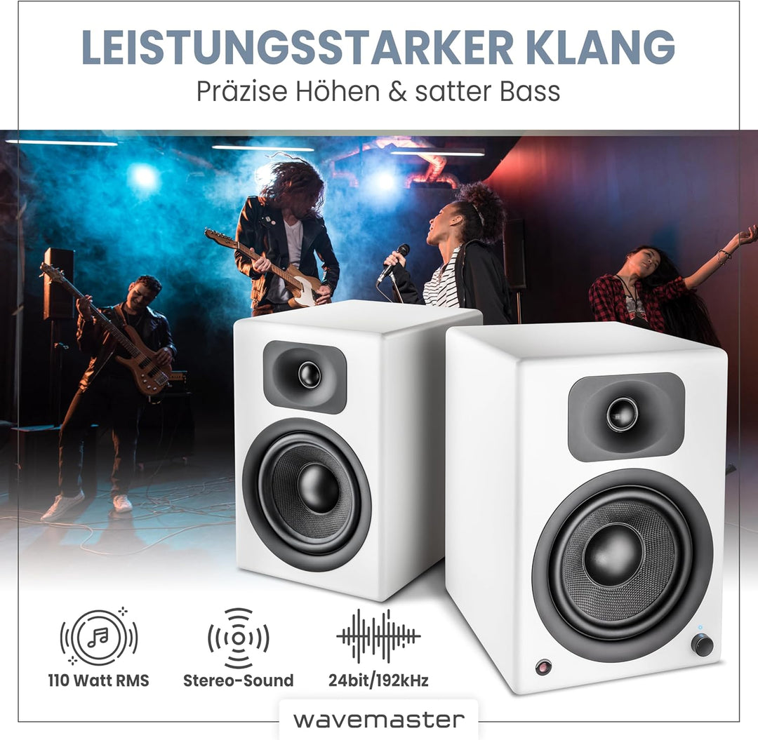 wavemaster TWO PRO white – Regallautsprecher-System (110 Watt) mit Bluetooth-Streaming, digitalen An