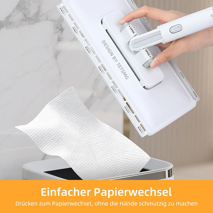 Wischmopp mit Druck-Klemm-System, Bodenwischer mit Automatischen Tuchwechsel, Zero Touch EIN-Knopf-W