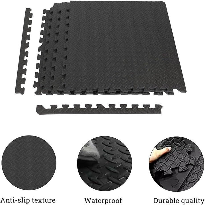 ForzaFit Puzzle-Matte – Gymnastikmatte aus EVA-Schaumstoff – schwarz – 120 x 120 cm – Set mit vier S