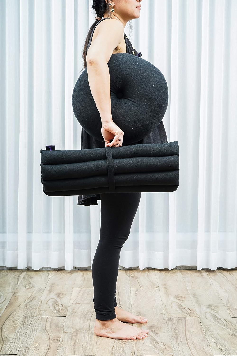 Leewadee Meditationsset Yogaset aus Meditationskissen Zafu und Kleiner rollbarer Sitzmatte Zabuton Ö